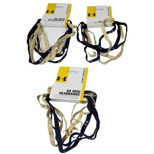 Lot x3 Under Armour UA Mini Headbands 18 Bands Navy Blue &‎ Gold Notre Dame USNA